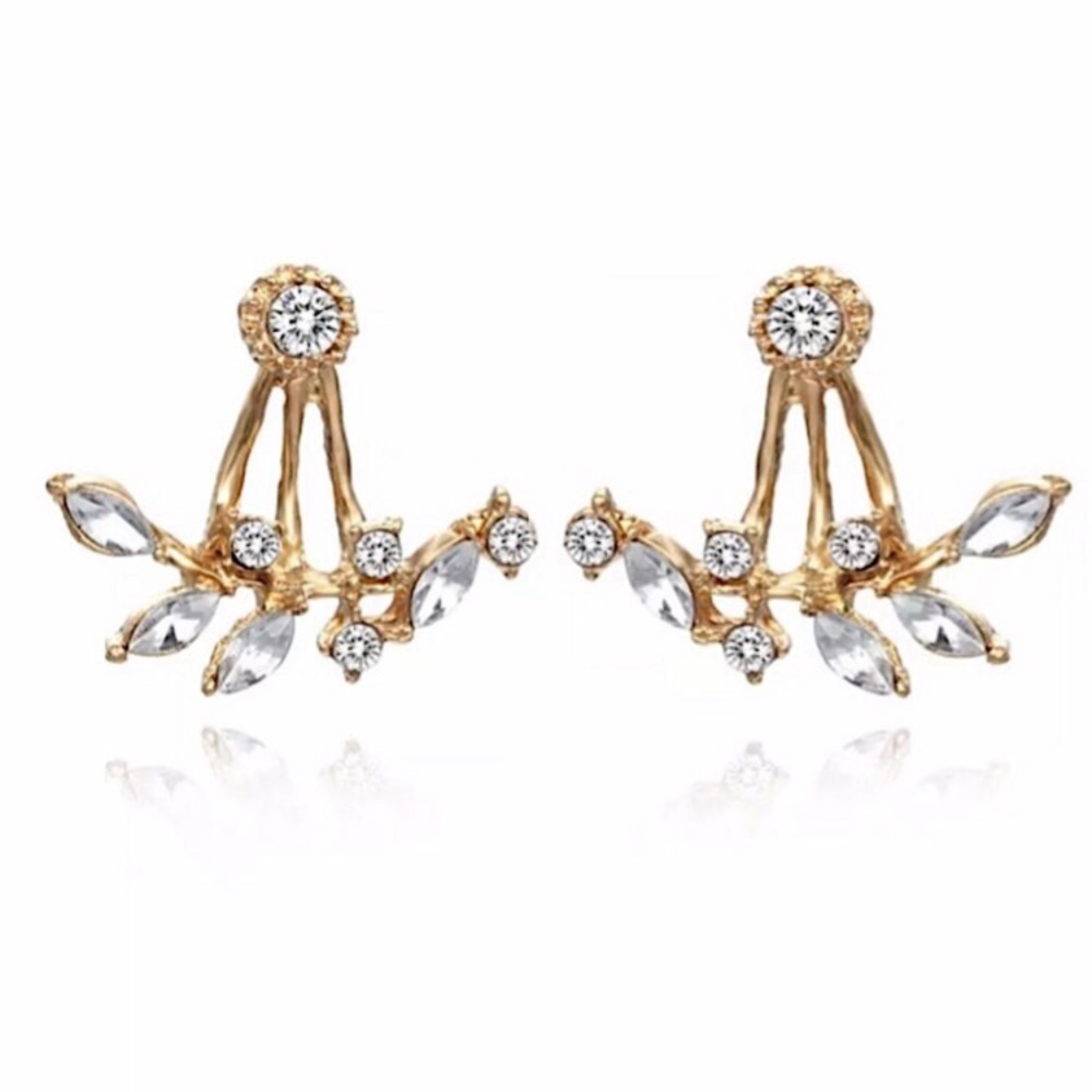 ⚜️𝟯𝟬%𝗢𝗙𝗙 𝗯𝘂𝗻𝗱𝗹𝗲𝘀 𝟯+⚜️ NEW Floral Rhinestone Jacket Earrings - Picture 4 of 16